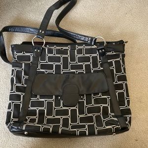 Black and white work bag with pink interior so cute!!